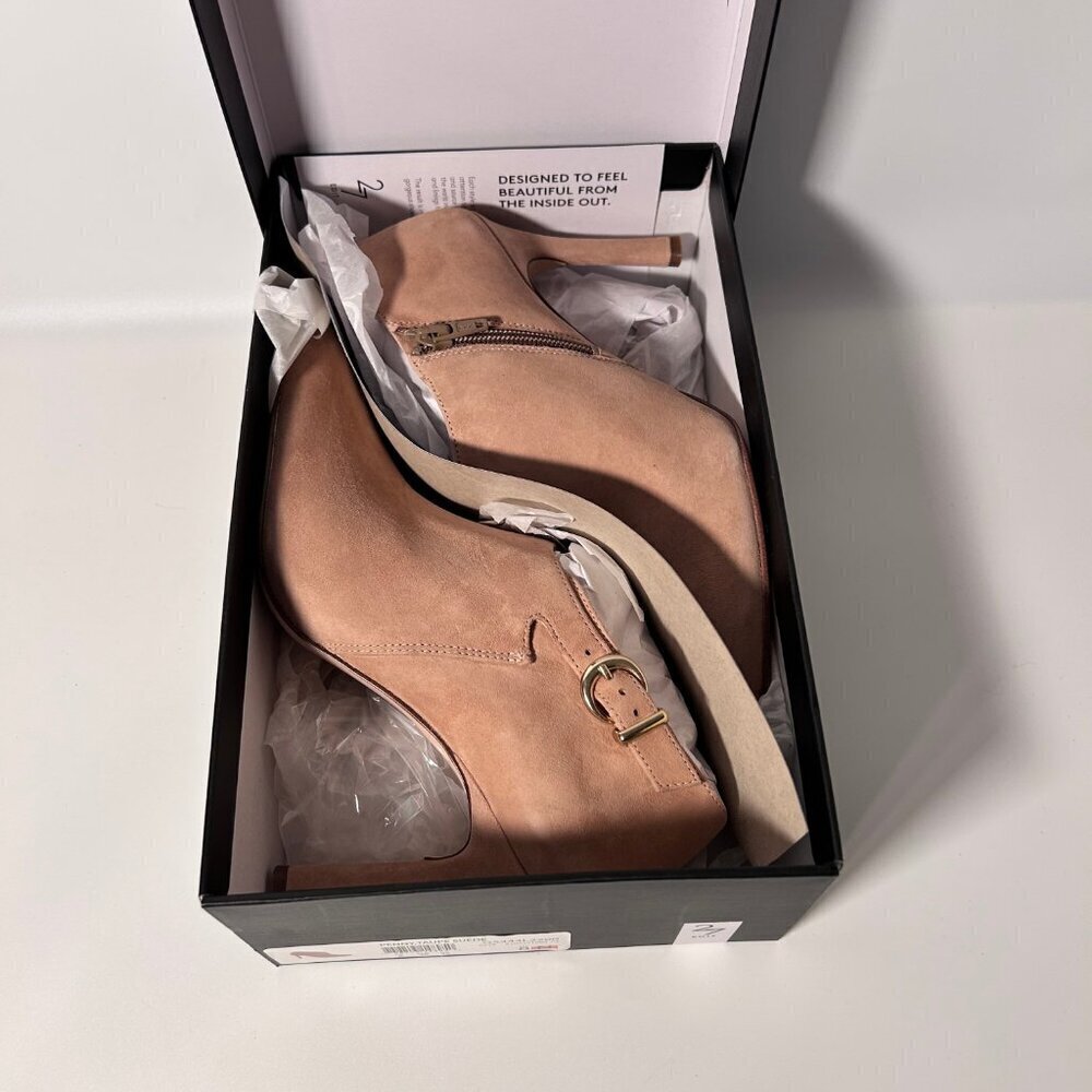 Penny Square Toe Stiletto Ankle Boots Women's Size 7.5 W in Taupe - Picture 5 of 10